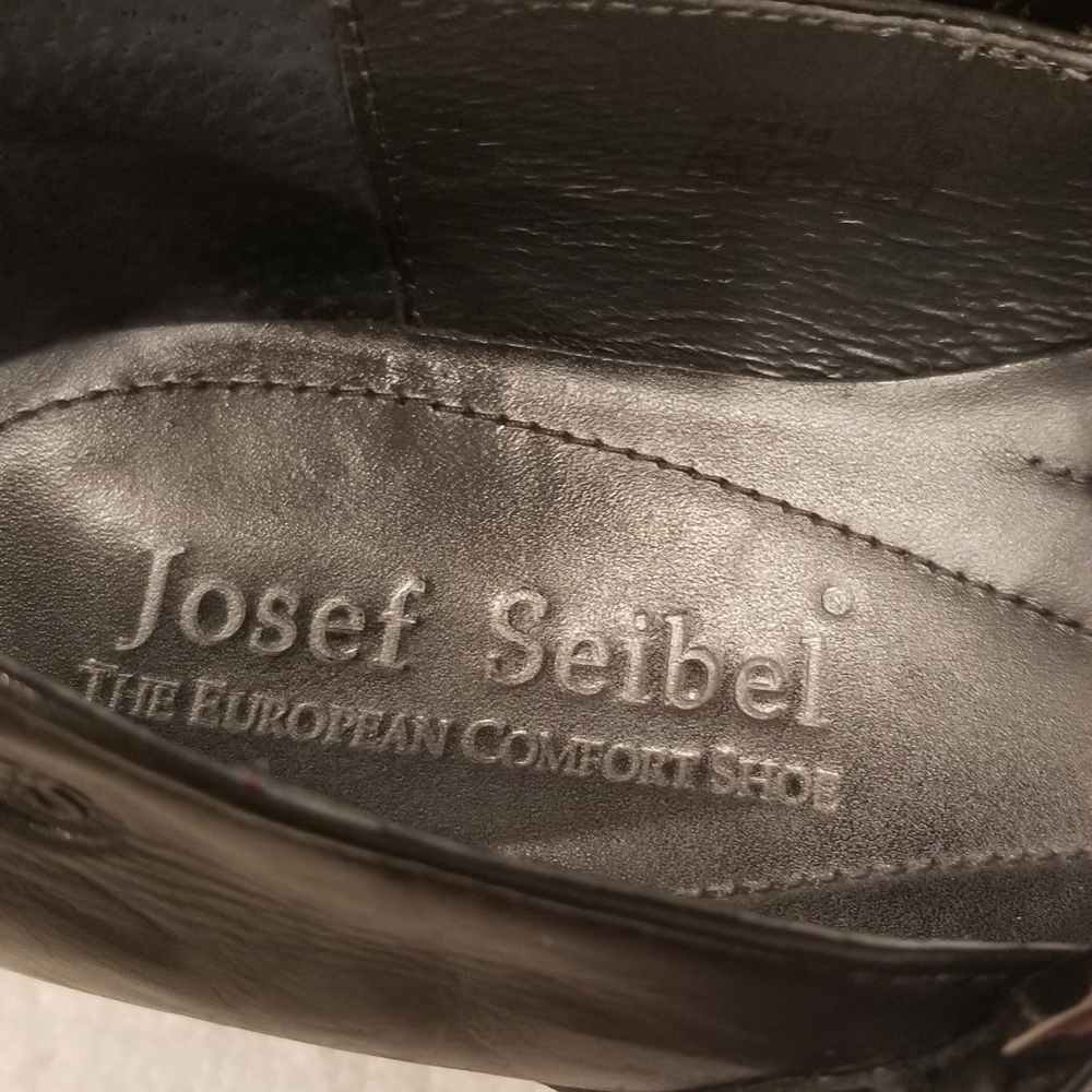 Josef Seibel Black Leather Mary Jane's With Strap&Buckle. European Comfort Shoes - Picture 4 of 6